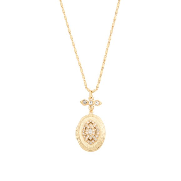 BEN AMUN Gold Made In Usa 24k Gold Plated Crystal Locket Necklace